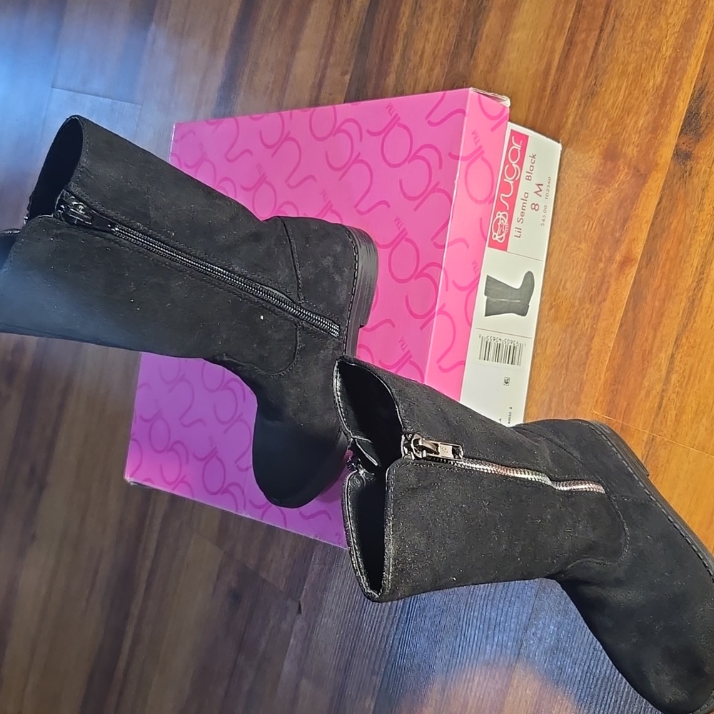 Sugar LIL Semla Black Boots Kids Size 8 Nwb Zipper To Close Up